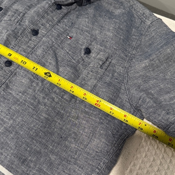 Tommy Hilfiger Men's Blue Chambray Shirt with Stripes - Picture 7 of 10